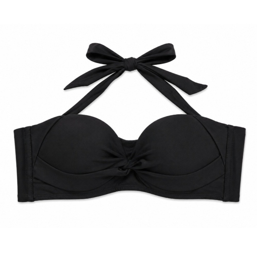 Heyshape Women's Black Underwire Twist Front Halter Bikini Top Size M NWT